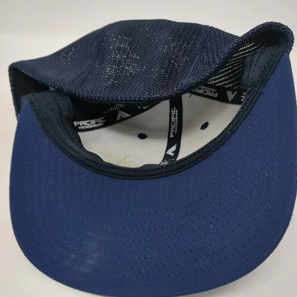 Pacific Headwear Baseball Cap Blue Brown Size 8 Rick Lane Construction Mesh Hat